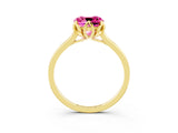 Yellow gold Cushion Cut Pink Sapphire Solitaire Ring with Flower Prong Setting and Classic Band_39
