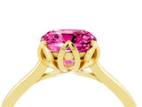 Yellow gold Cushion Cut Pink Sapphire Solitaire Ring with Flower Prong Setting and Classic Band_40