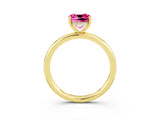Yellow gold Cushion Cut Pink Sapphire Solitaire Ring with Thin Band and Four-Prong Setting_27