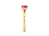 Yellow gold Cushion Cut Pink Sapphire Solitaire Ring with Thin Band and Prong Setting_14