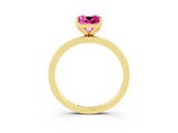 Yellow gold Cushion Cut Pink Sapphire Solitaire Ring with Thin Band and Prong Setting_15