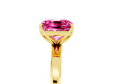 Yellow gold Cushion Cut Pink Sapphire Solitaire Ring with Thin Band and Prong Setting_29