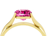 Yellow gold Cushion Cut Pink Sapphire Solitaire Twist Band Prong Setting Ring_100