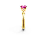 Yellow gold Cushion Cut Pink Sapphire Solitaire Twist Band Prong Setting Ring_98