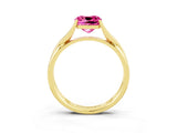 Yellow gold Cushion Cut Pink Sapphire Solitaire Twist Band Prong Setting Ring_99
