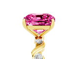 Yellow gold Cushion Cut Pink Sapphire Solitaire Twisted Band with Round  Accents and Prong Setting_17