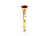 Yellow gold Cushion Cut Ruby Engagement Ring with Side Stone Accents and Four-Prong Setting_26