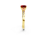 Yellow gold Cushion Cut Ruby Engagement Ring with Side Stone Accents and Four-Prong Setting_29