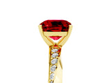 Yellow gold Cushion Cut Ruby Engagement Ring with Side Stone Accents and Four-Prong Setting_32