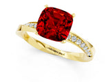 Yellow gold Cushion Cut Ruby Engagement Ring with Side Stone Accents and Four-Prong Setting_85