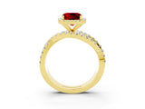 Yellow gold Cushion Cut Ruby Halo Ring with Round Split Shank and Prong Setting_51