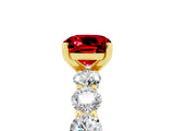 Yellow gold Cushion Cut Ruby Prong Setting with Side Stones on a Pave Band_5
