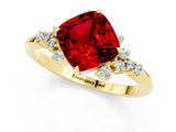 Yellow gold Cushion Cut Ruby Ring with Side Stones and Four-Prong Setting_37