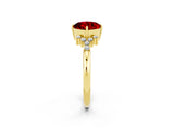 Yellow gold Cushion Cut Ruby Ring with Side Stones and Four-Prong Setting_38