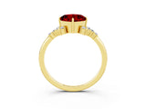 Yellow gold Cushion Cut Ruby Ring with Side Stones and Four-Prong Setting_39