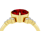 Yellow gold Cushion Cut Ruby Ring with Side Stones and Four-Prong Setting_40
