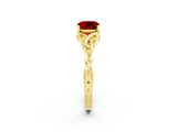 Yellow gold Cushion Cut Ruby Solitaire Celtic Knot Ring with Four-Prong Setting_14