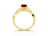 Yellow gold Cushion Cut Ruby Solitaire Celtic Knot Ring with Four-Prong Setting_15