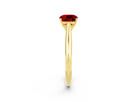 Yellow gold Cushion Cut Ruby Solitaire Engagement Ring with Cathedral Setting and Four-Prong Mount_14