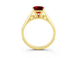 Yellow gold Cushion Cut Ruby Solitaire Engagement Ring with Cathedral Setting and Four-Prong Mount_27