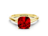 Yellow gold Cushion Cut Ruby Solitaire Engagement Ring with Cathedral Setting and Four-Prong Mount_30