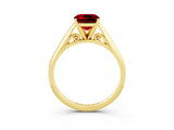 Yellow gold Cushion Cut Ruby Solitaire Engagement Ring with Cathedral Setting and Four-Prong Mount_33