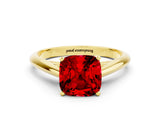 Yellow gold Cushion Cut Ruby Solitaire Engagement Ring with Cathedral Setting and Four-Prong Mount_66