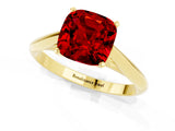 Yellow gold Cushion Cut Ruby Solitaire Engagement Ring with Cathedral Setting and Four-Prong Mount_67