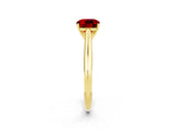Yellow gold Cushion Cut Ruby Solitaire Engagement Ring with Cathedral Setting and Four-Prong Mount_68