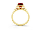 Yellow gold Cushion Cut Ruby Solitaire Engagement Ring with Cathedral Setting and Four-Prong Mount_69