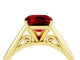 Yellow gold Cushion Cut Ruby Solitaire Engagement Ring with Cathedral Setting and Four-Prong Mount_70