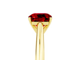 Yellow gold Cushion Cut Ruby Solitaire Engagement Ring with Cathedral Setting and Four-Prong Mount_71
