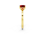 Yellow gold Cushion Cut Ruby Solitaire Engagement Ring with Classic Band and Four-Prong Setting_26