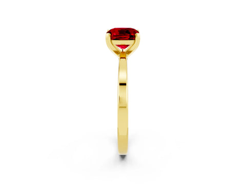 Yellow gold Cushion Cut Ruby Solitaire Engagement Ring with Classic Band and Four-Prong Setting_26