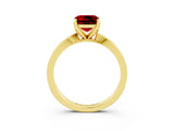 Yellow gold Cushion Cut Ruby Solitaire Engagement Ring with Classic Band and Four-Prong Setting_27