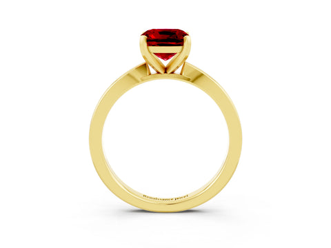 Yellow gold Cushion Cut Ruby Solitaire Engagement Ring with Classic Band and Four-Prong Setting_27