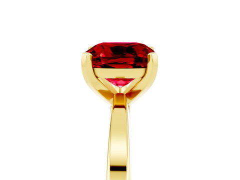 Yellow gold Cushion Cut Ruby Solitaire Engagement Ring with Classic Band and Four-Prong Setting_29