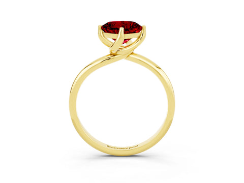 Yellow gold Cushion Cut Ruby Solitaire Engagement Ring with Four-Prong Setting and Classic Band_15