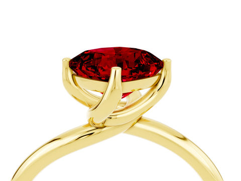 Yellow gold Cushion Cut Ruby Solitaire Engagement Ring with Four-Prong Setting and Classic Band_16