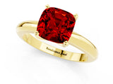 Yellow gold Cushion Cut Ruby Solitaire Engagement Ring with Round Band and Four-Prong Setting_1