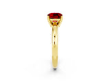Yellow gold Cushion Cut Ruby Solitaire Engagement Ring with Round Band and Four-Prong Setting_2