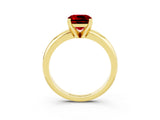 Yellow gold Cushion Cut Ruby Solitaire Engagement Ring with Round Band and Four-Prong Setting_3