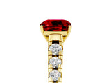 Yellow gold Cushion Cut Ruby Solitaire Ring with Cathedral Setting and Pavé Band_5