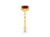 Yellow gold Cushion Cut Ruby Solitaire Ring with Flower Prong Setting and Classic Band_14