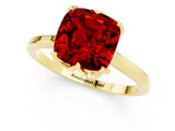 Yellow gold Cushion Cut Ruby Solitaire Ring with Flower Prong Setting and Classic Band_37