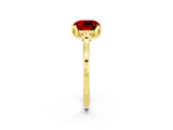 Yellow gold Cushion Cut Ruby Solitaire Ring with Flower Prong Setting and Classic Band_38
