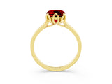 Yellow gold Cushion Cut Ruby Solitaire Ring with Flower Prong Setting and Classic Band_39