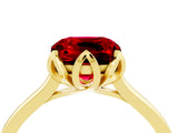 Yellow gold Cushion Cut Ruby Solitaire Ring with Flower Prong Setting and Classic Band_40