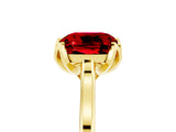 Yellow gold Cushion Cut Ruby Solitaire Ring with Flower Prong Setting and Classic Band_41