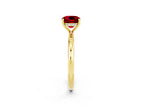 Yellow gold Cushion Cut Ruby Solitaire Ring with Thin Band and Four-Prong Setting_2